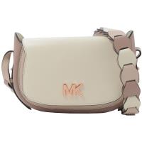 MICHAEL KORS Jolene 三色拼接牛皮肩斜馬鞍包.粉