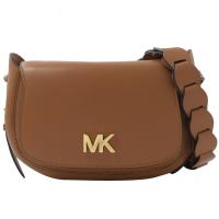 MICHAEL KORS Jolene MK LOGO牛皮肩斜馬鞍包.橡子色