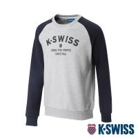 K-SWISS Curve KS Logo Sweatshirt圓領長袖上衣-男-淺灰/黑
