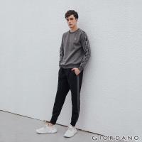 GIORDANO 男裝素色鬆緊腰抽繩休閒束口褲-63 標誌黑
