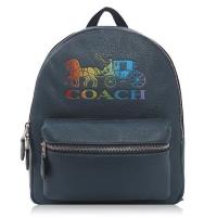 COACH 卵石皮革 / 彩虹馬車 / 中款 後背包_藍色