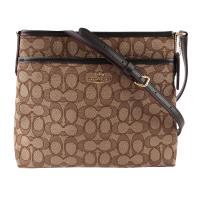 COACH 緹花 LOGO斜背包(薄款)(淺咖) F29960 IMC7C