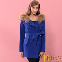 MONS 精緻奢華貉毛領紹絨大衣