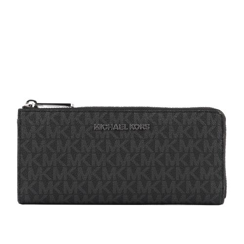 MICHAEL KORS 銀字 LOGO PVC L型拉鍊長夾(黑色) 35F8STVZ3B BLACK