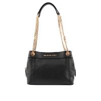 MICHAEL KORS JET SET Item荔枝皮革三層金鍊肩背包(黑色) 35T9GTTM6L BLACK