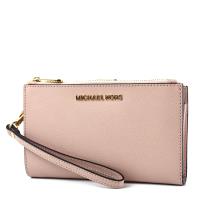 MICHAEL KORS 專櫃款 防刮皮革對折釦式手掛手拿/手機包-芭蕾粉
