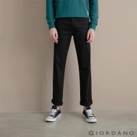 GIORDANO 男裝基本款錐形彈力卡其長褲-01 標誌黑