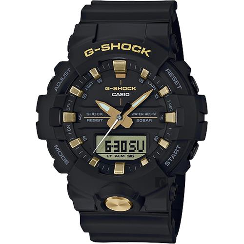 CASIO 卡西歐 G-SHOCK 黑金雙顯手錶-金色/48.6mm GA-810B-1A9