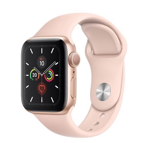 Apple Watch Series 5(GPS)44mm金色鋁金屬錶殼+粉沙色運動錶帶 智慧型手錶