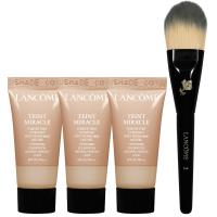LANCOME 蘭蔻 水感奇蹟恆久光粉底(#O-01)(5ml)(新款)*3+水感奇蹟粉底液專用 隨身粉底刷