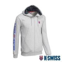 K-SWISS Shield Logo Hoodie Jacket刷毛連帽外套-女-淺灰