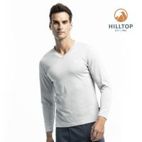 【hilltop山頂鳥】男款TORAY保暖吸濕快乾長袖V領衛生衣H56M80紺灰色