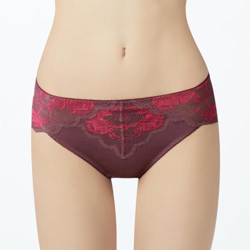 【曼黛瑪璉】雙弧 中腰三角棉內褲(瑰紅紫)