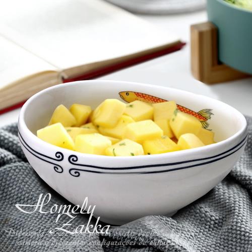 Homely Zakka 創意Lovely fish系列陶瓷餐具_8.25吋三角湯碗