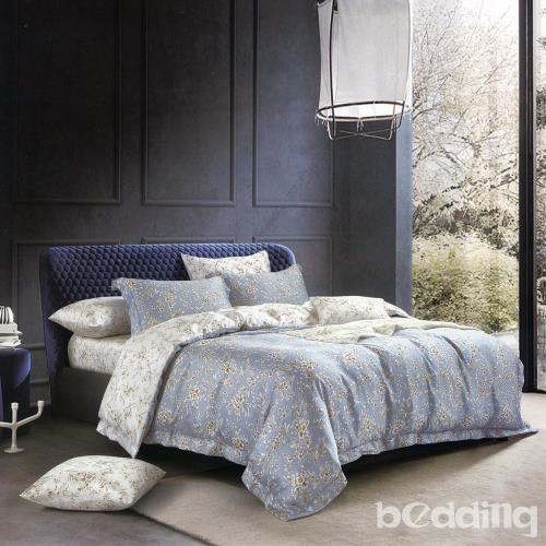 BEDDING-40支100%天絲6尺加大雙人七件式兩用被床罩組-墨竹-藍-TENCEL