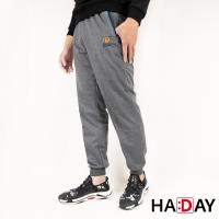 HADAY 男褲長褲 休閒運動棉褲 縮口版 舒適好穿 簡約刺繡 特色褲頭 灰色 四季可穿 男女皆可穿