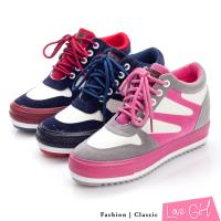 Love Girl 超人氣韓版雙色厚底內增高帆布鞋