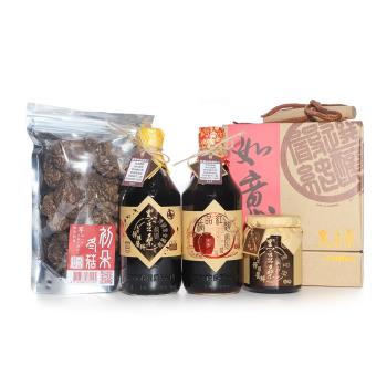 【黑豆桑】精緻美味禮盒組(黑金1+紅麴1+黑豆豉1+初朵冬菇1)