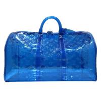 【Louis Vuitton】Monogram壓花 PVC KEEPALL 50 限量旅行袋(M53272-寶藍)
