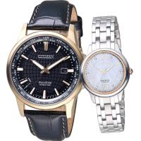 CITIZEN 星辰 璀璨愛戀光動能對錶(BX1008-12E+EM0726-89Y)