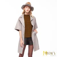 MONS時尚俏麗斗篷袖小羊皮造型大衣(附腰帶)