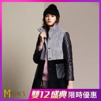 MONS 義大利精品設計水波紋皮草大衣
