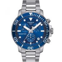 TISSOT 天梭 Seastar 1000海洋之星300米潛水三眼計時錶/藍/45.5mm/T1204171104100