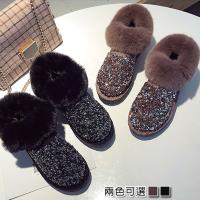 【Alice 】 (預購)拿鐵色系亮片絨面雪靴