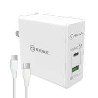 【SEKC】日本設計 PD+QC3.0 60W PD牆充 2孔極速充電器 (附雙頭 Type-C線)