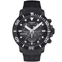 TISSOT 天梭 Seastar 1000海洋之星三眼計時300米潛水錶/黑/45mm/T1204173705102