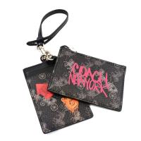 COACH 配色防刮皮革手拿包-蒼白藍