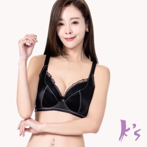 【K’s 凱恩絲】專利蠶絲光緞面綁帶蝴蝶內衣mo91款A-E胸罩 (黑色)