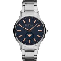 Emporio Armani 亞曼尼LOGO小秒盤手錶-玫瑰金時標x銀/43mm AR11137