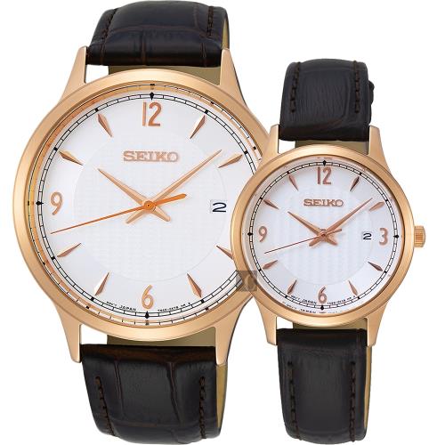 SEIKO 精工 CS系列都會石英對錶-銀x咖啡/41+28mm 7N42-0GJ0K+7N82-0JN0K(SGEH88P1+SXDG98P1)