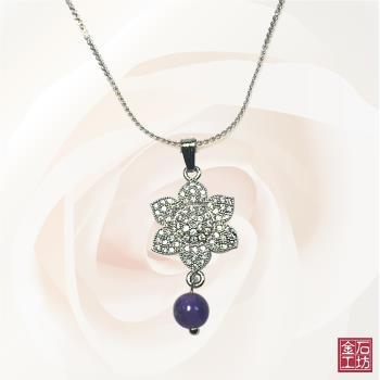 【金石工坊】花開富貴紫水晶閃鑽項鍊
