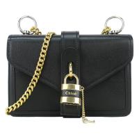 Chloe Padlock 牛皮掛鎖金屬鍊帶肩背包(黑)