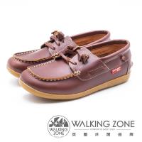 WALKING ZONE 時尚經典休閒帆船鞋 雷根鞋 女鞋- 咖(另有藍)