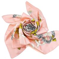 HERMES 金屬雕花印花粉紅色90公分絲質大披肩絲巾 (展示品)