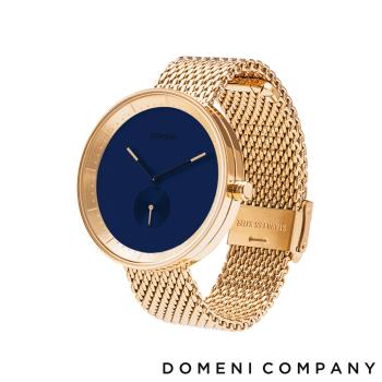 【DOMENI COMPANY】經典系列不鏽鋼單眼女錶 (魅惑藍錶盤/金/GBM01-32)