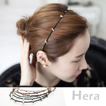 Hera 赫拉 韓款氣質綴鑽珍珠細版頭箍/髮箍-4色