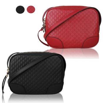 【GUCCI 古馳】經典雙G LOGO壓紋斜背包_2色