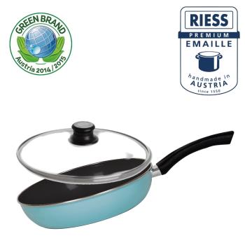 RIESS奧地利國寶單柄陶瓷琺瑯平底鍋28CM水晶藍