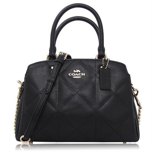 COACH 絎縫粒面小牛皮 / Lillie Carryall 小款 / 兩用包_黑色