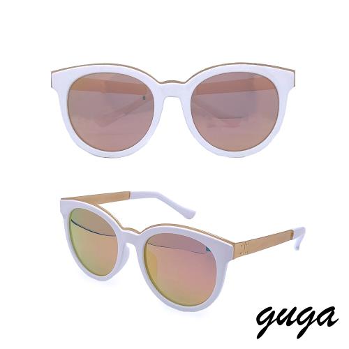 【GUGA】大碗島的星期天下午｜時尚貓眼偏光太陽眼鏡/墨鏡(6213-白粉水銀片)