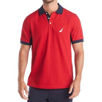 NAUTICA 2020男時尚領袖對比款紅色短袖POLO