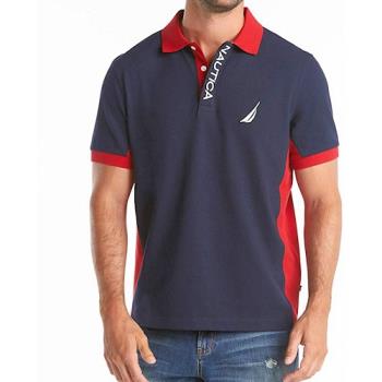 NAUTICA 2020男時尚經典運動深藍紅色短袖POLO
