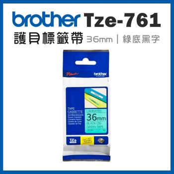 Brother TZe-761 護貝標籤帶 ( 36mm 綠底黑字 )