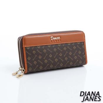 長夾Diana Janes 經典LOGO 牛皮 雙拉鍊長夾