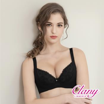 【可蘭霓Clany】 花漾黛西涼感軟杯絲棉集中包覆 B-F內衣 神秘黑 6969-63