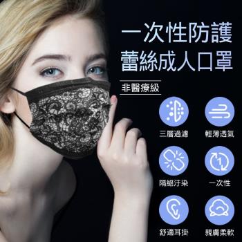 時尚蕾絲風格 拋棄式成人口罩 50入/包